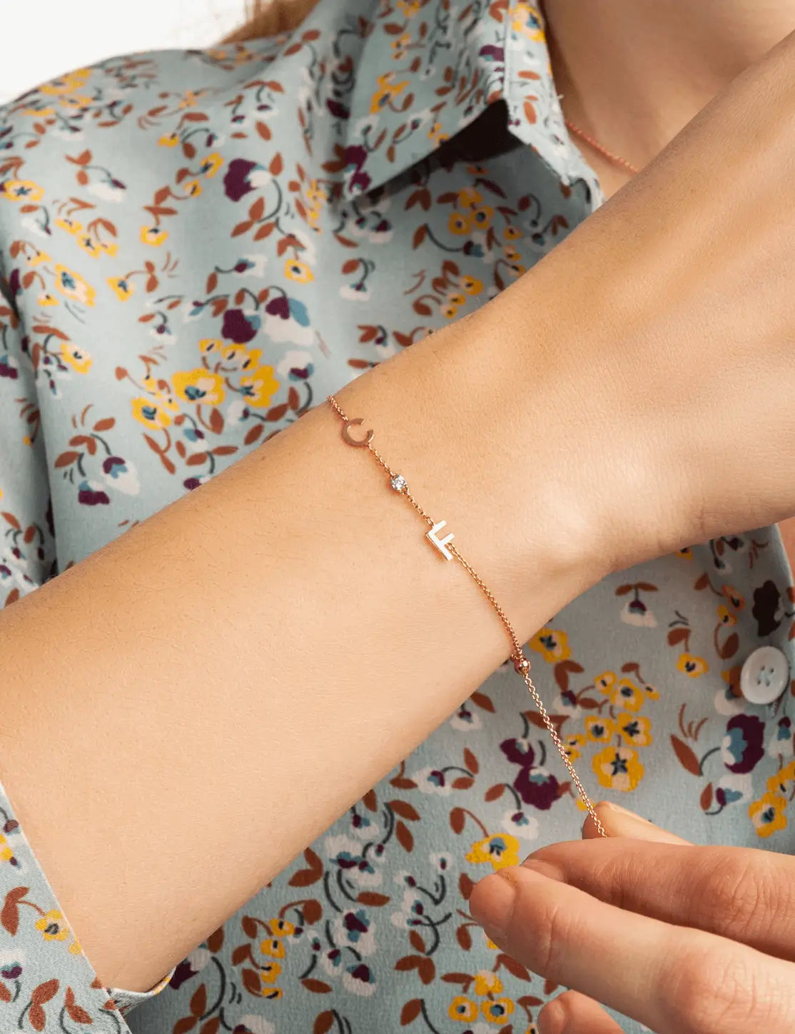 2 Initials Bracelet with Diamond