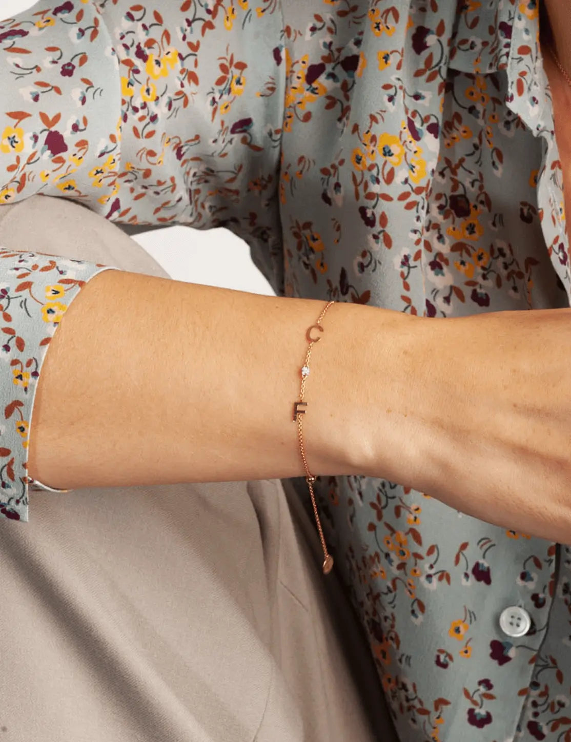 2 Initials Bracelet with Diamond