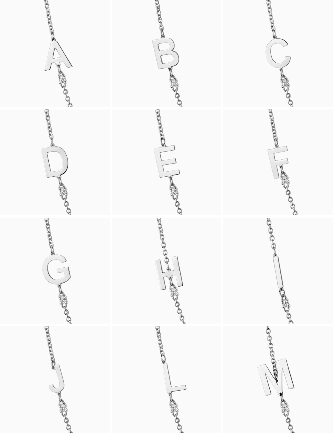 Collana oro bianco con lettera e diamante