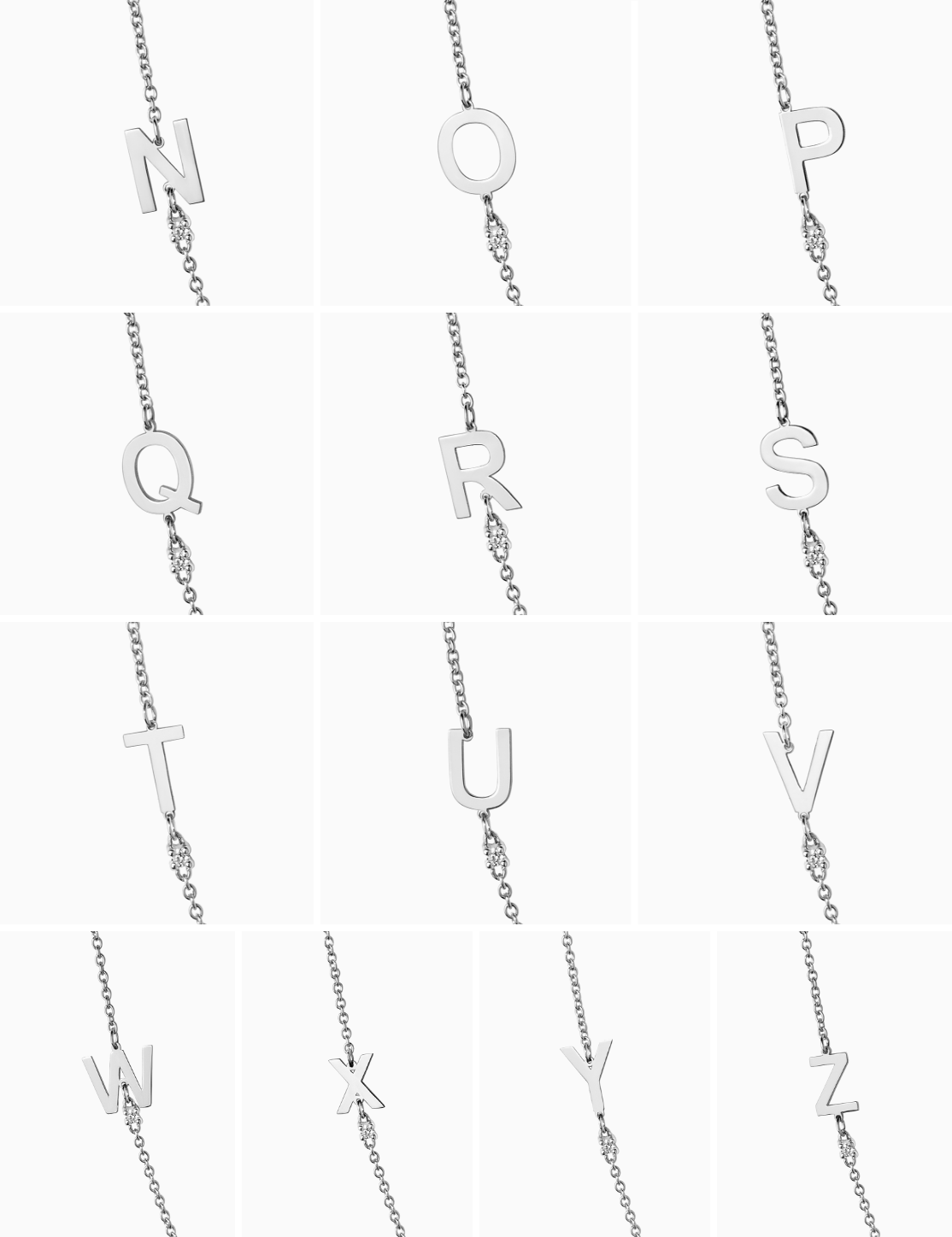 Collana oro bianco con lettera e diamante