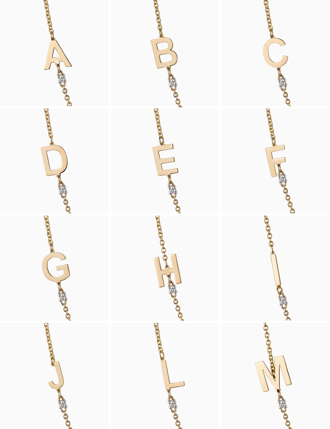 Collana oro giallo con lettera e diamante