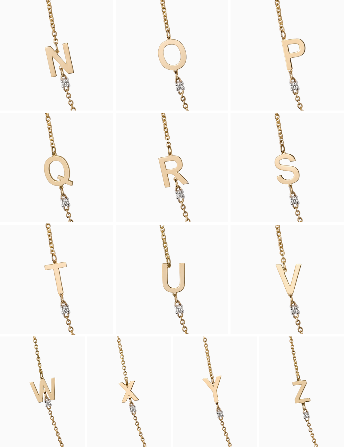 Collana oro giallo con lettera e diamante