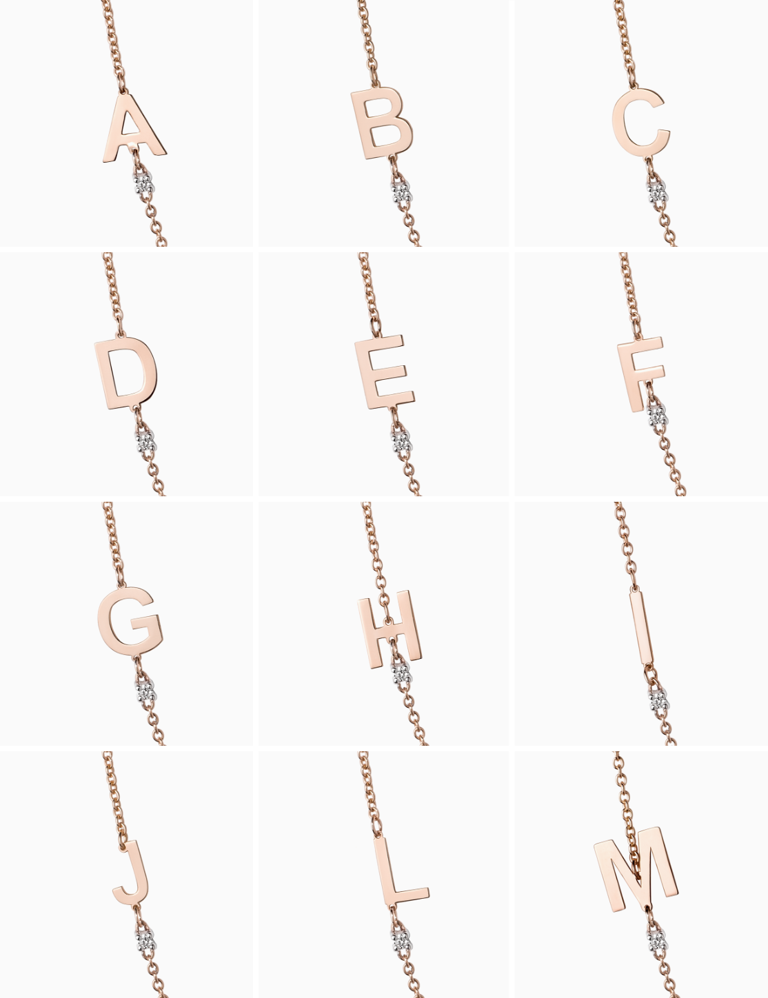 Collana oro rosa con lettera e diamante