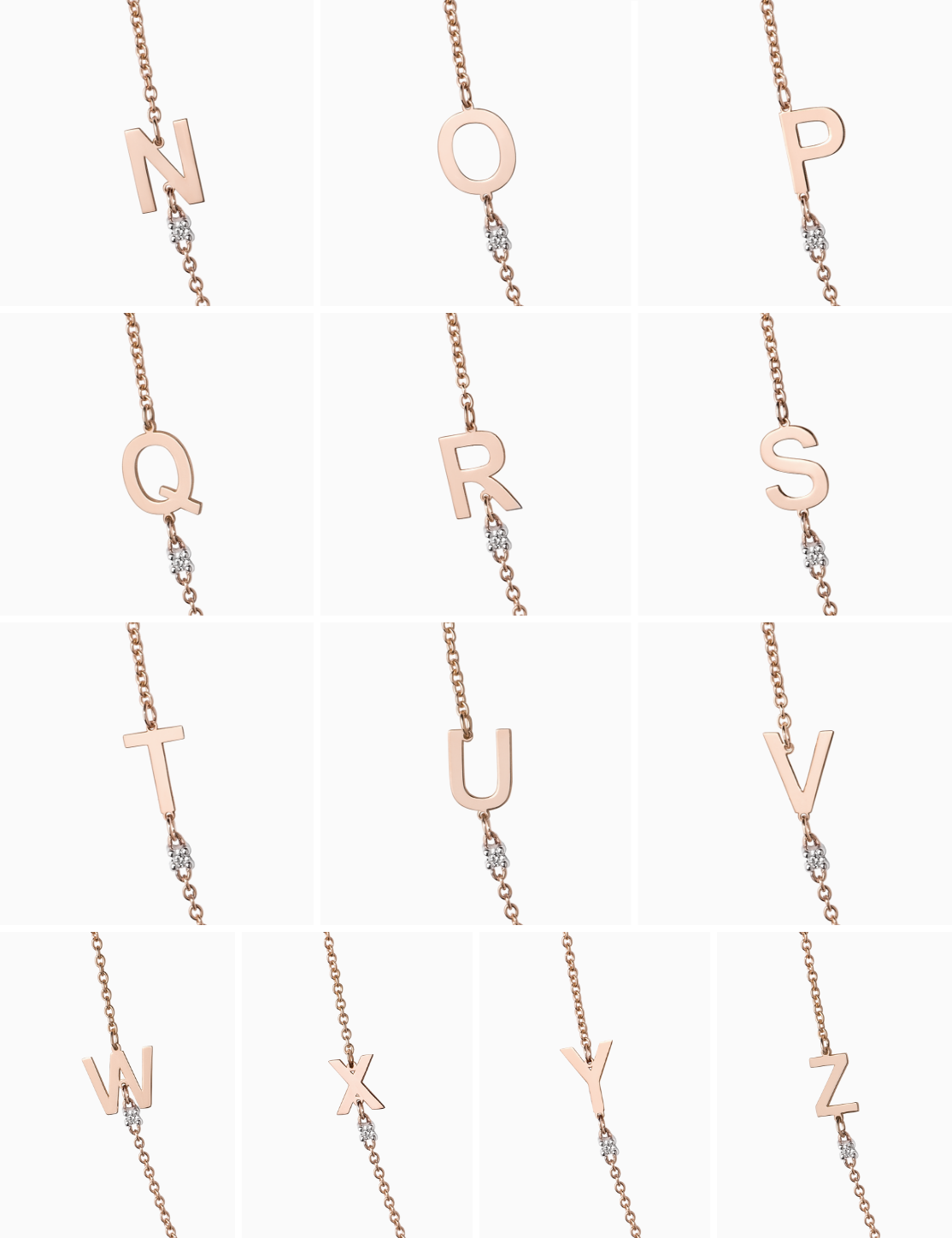 Collana oro rosa con lettera e diamante