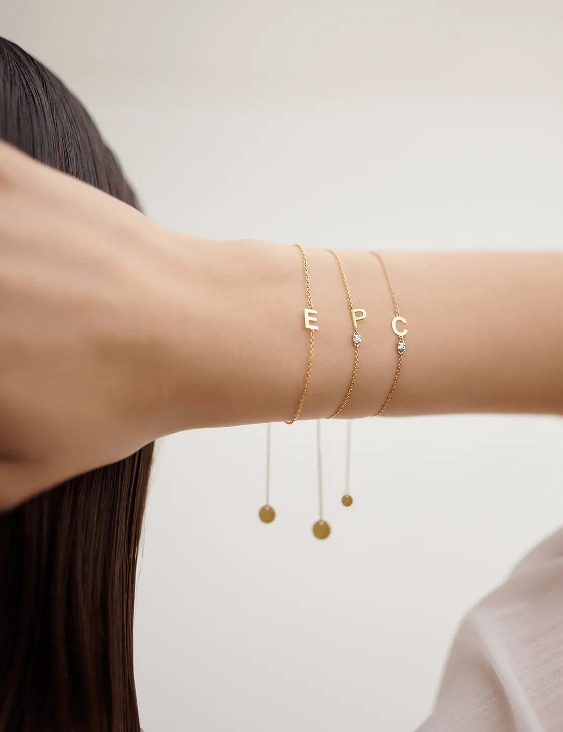 Gold Alphabet Bracelet with Letter and Diamond