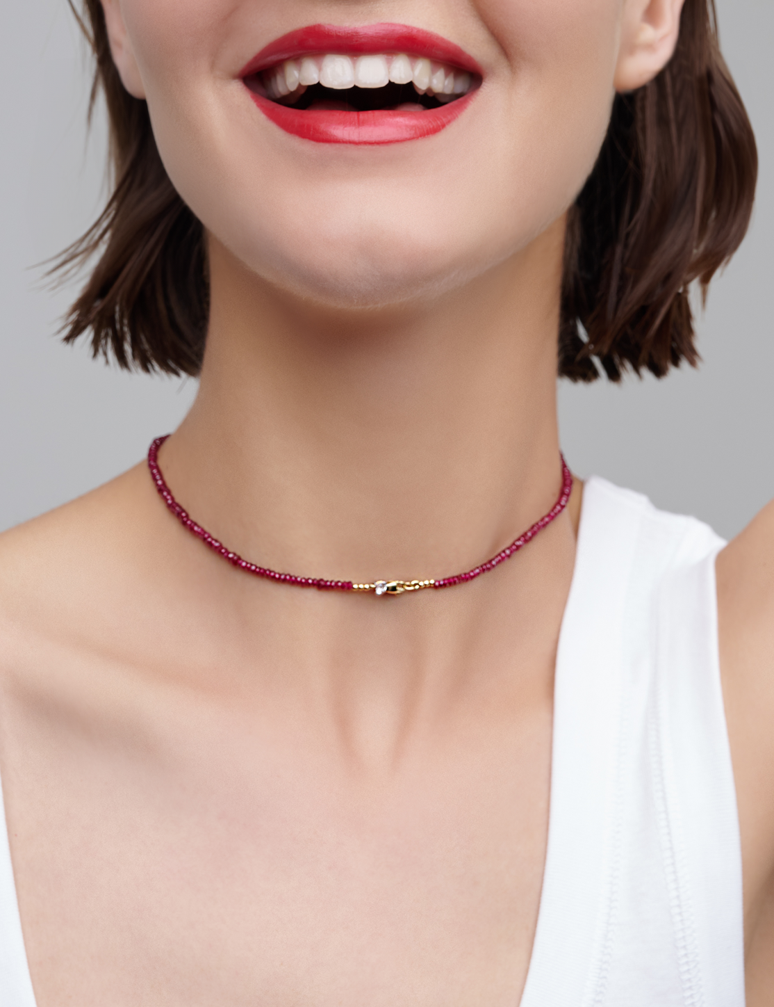 Collana Uno con rubini e diamante