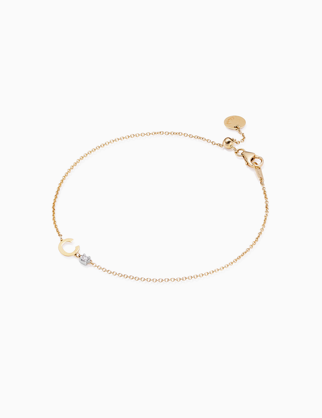 Bracciale Alphabet oro con lettera e diamante
