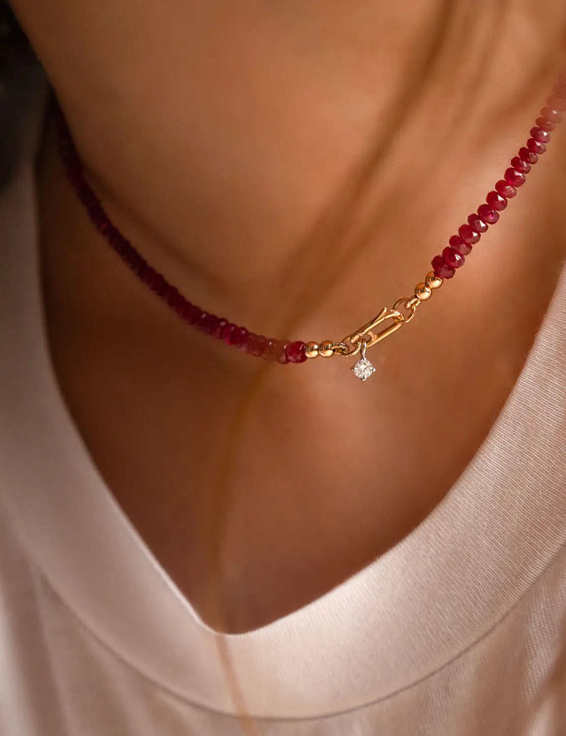 Uno Necklace with Rubies and Diamonds
